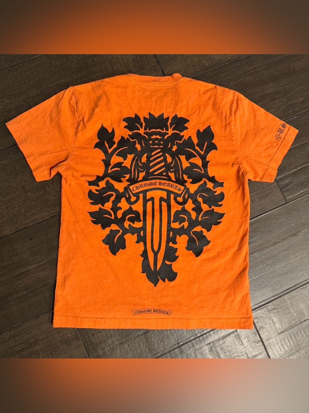 Chrome Hearts Orange Dagger Logo T-Shirt - Small